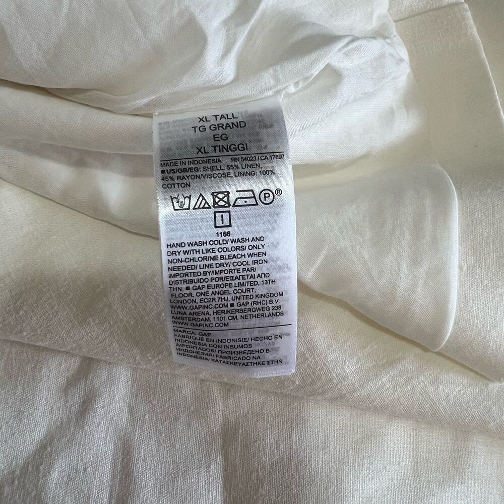 GAP Linen-Blend White  Vest Sleeveless V Neck Blazer Women’s XL Tall - Picture 6 of 7